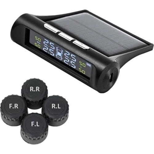 TPMS Tire Pressure Monitoring System Solar Or USB Powered With External And Internal Sensors Real-time Display 6 Alarm Modes
