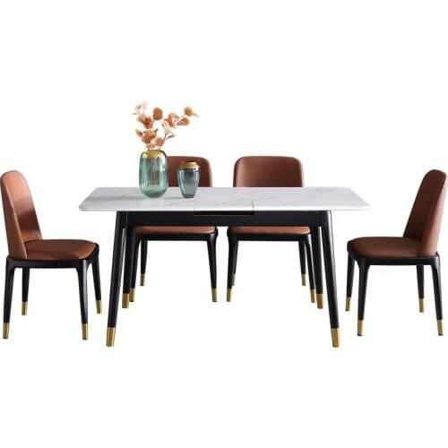 Folding small family simple modern household Nordic minimalist Italian craft rock plate retractable dining table