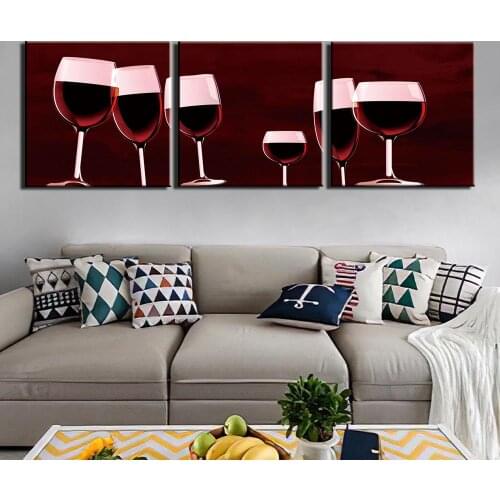 Modern Canvas Art Wall Pictures For Living Room 3 Pieces Modular Still life red wine Pictures Home Decoration