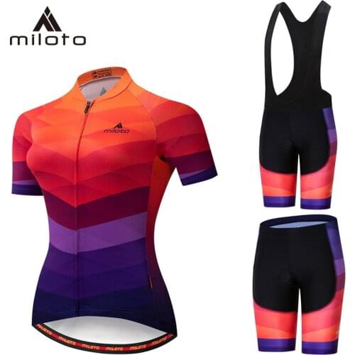 Miloto Women Cycling Jersey Set Pro Bicycle Sportswear Road Bike Clothes Shorts Sleeve Cycling Clothing Maillot Ropa Ciclismo