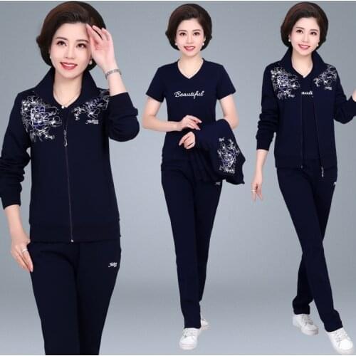 3pcs Women Sport Suit Flower Printed Loose Tracksuit Jacket+pant+sweatshirt Jogger Running Workout Casual Set Sportswear 5XL