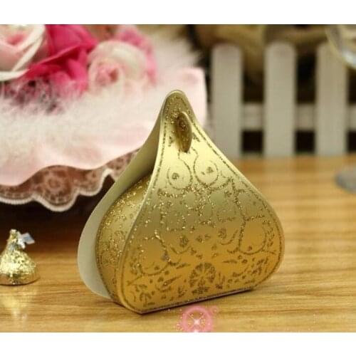 Hershey shape GOLDEN POWDER candy favor sweets dragee bomboniere box for wedding marriage engagement baby shower party , 100pcs