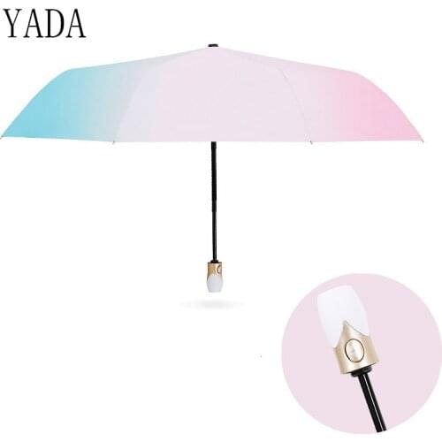 YADA INS Fashion Gradient Color Automatic Umbrella Clear Folding Umbrellas For Man Women UV Rain Sun Creative Umbrella YS200004