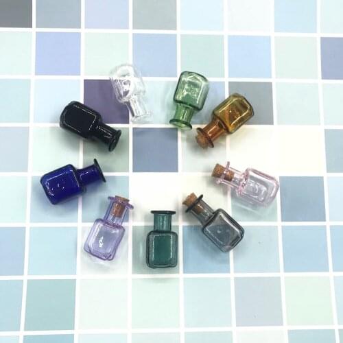 1000pcs/lot Mix Color Square Shapes Small Drift Bottles Empty Decorative Glass Vial With Cork Stopper Mini Container Wed Decor