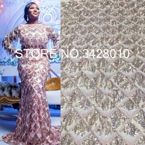 2020 high quality sequence French Nigerian sequins net lace,African tulle mesh sequence lace fabric for dress 5yards/lot X21731