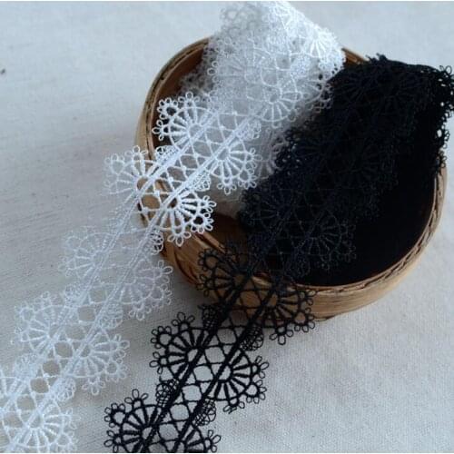 3 Meters/lot 3.8cm Width Embroidered Flower Water Soluble Lace Trim Bilateral Lace Ribbon Fabric DIY Garment Sewing Accessories