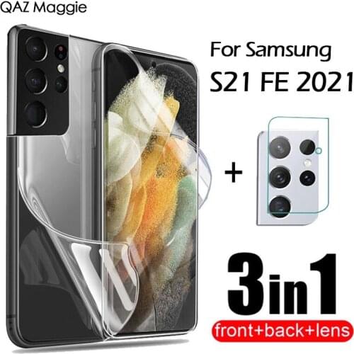 3IN1 For Samsung Galaxy S21 FE 2021 Film Screen Protector Hydrogel Film Back Film Camera Lens Film For Samsung S21 + Plus Ultra
