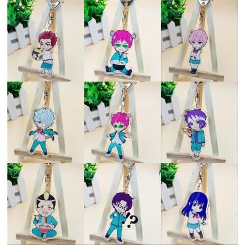 9pcs Anime Saiki Kusuo no Psi Nan Cartoon Printed Pendant Keychain Acrylic Keyring Cosplay Prop Backpack Decor for Women Men