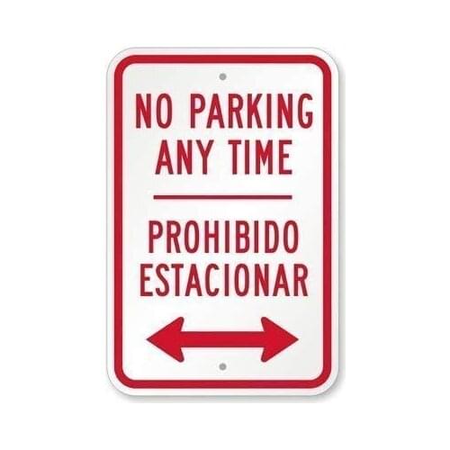 Adorepug cartel de advertencia sin estacionamiento en cualquier momento Prohibido estacionar de flecha bidireccional,pared