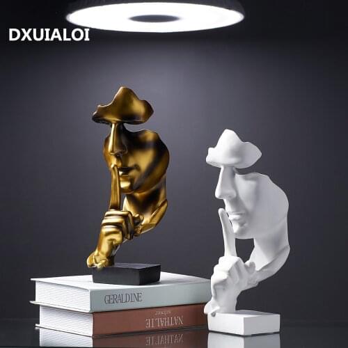Accessories for home decoration silence is Gold statue for decoration statue of human face sculpture abstract African decoration