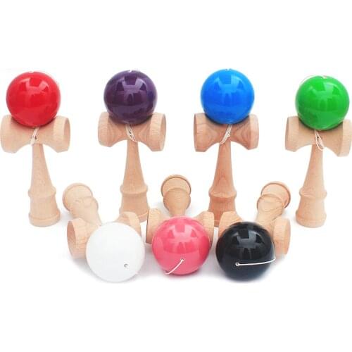 Free Shipping Wooden Toys Outdoor Sports Toy Ball Kendama Ball PU Paint 18.5cm Strings Professional Adult Toys Leisure Sports