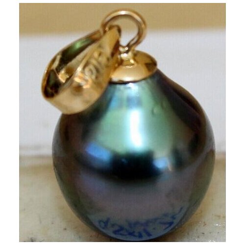 Free shipping genuine 10x12mm tahitian peacock green pearl pendant no box