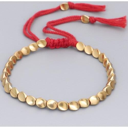 Hot Selling Simple Hand Jewelry Adjustable Braid Gold Plated Irregular Copper Bead Macrame Bracelet Jewelry Gifts Women Man