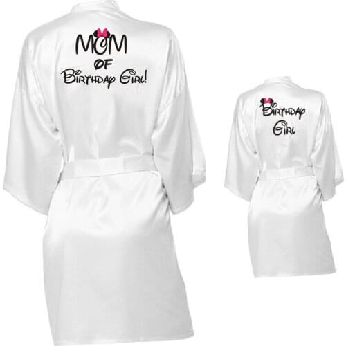 Girls Kimono Robe Children & MOM Bathrobes For Spa Satin Silk Nightgown for Wedding Bridal Birthday Party Sleepwear