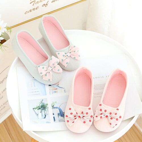 Glglgege Spring and Summer Home Cotton Chiffon Breathable Outdoor Cloth Love Big Bow Comfortable Simple Cute Ladies Slippers