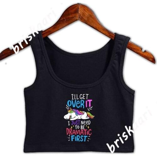 Unicorn Dramatic Crop Top Women Customized Round Collar Graphic Spring Girls Trend Leisure Tops Vest