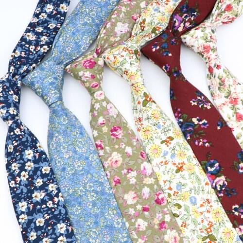 New Mens Floral Neck Ties for Man Casual Cotton Slim Tie Skinny Wedding Party Slim Party Casual Flower Neckties Gravata Gift