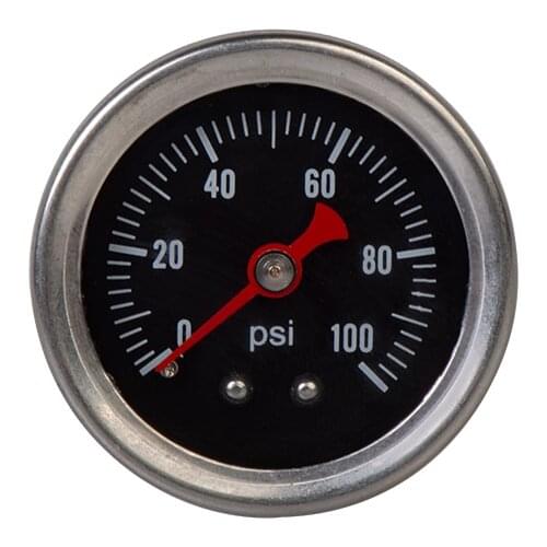 Racing 1/8 NPT Oil Fuel Pressure Gauge Liquid Filled Polished Case 0-100 psi Oil Press Gauge Fuel Gauge black Face