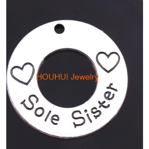 Hot sale New products 100pcs antique silver zinc Round Sole Sister love float Pendant(P110009)