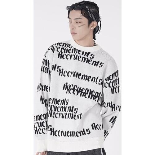 Harajuku Korean Fashionable Knitwear Round Neck Warm Niche High Street Letters Knitted Sweater Pullover Women Autumn and Winter