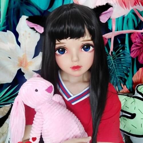 Miao11)Female Sweet Girl Resin Half Head Kigurumi BJD Eyes Crossdress Cosplay Japanese Anime Role Lolita Mask With Eyes And Wig