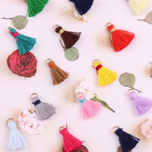 12Pcs 1.5cm Cotton Thread Mini Tassel Trim Pendant DIY Craft Materials Jewelry Accessories Materials Hanging Ring Small Fringe