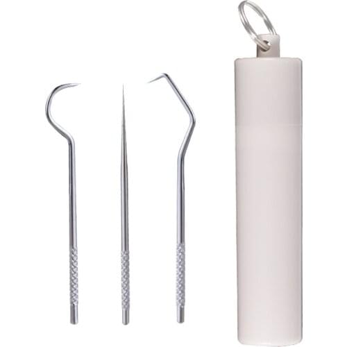 Stainless Steel Toothpick Reusable Food Fruit Picks Aluminum Metal Toothpick Holder Decorative Portable Outdoor Key Chain