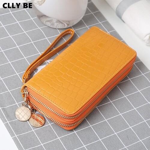 Fashion Patent Leather Womens Wallets Fallow Long Ladies Double Zipper Wallet Clutch Bag Design Red Purse Crocodile Purses