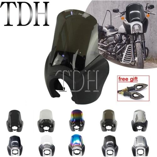 5.75'' Motorcycle Headlight Mask Fairing Front Cowl Visor w/ Windshield For Harley Softail Street Bob FXBB Standard FXST 18-2021