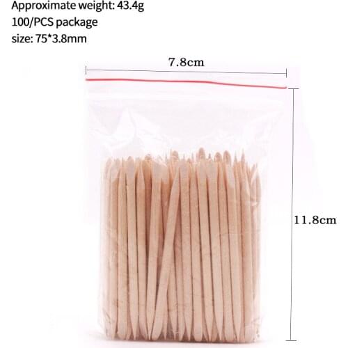 New Manicure tools wholesale orange stick wooden sign dead skin push 11.4cm double head 100pcs/50pcs bag with dot drill stick