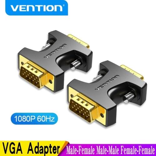 Vention VGA Coupler 15 Pin VGA Male to VGA Feamle Adapter HD15 Female to Female Gender with Gold-Plated for PC TV SVGA Adapter