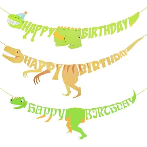 Dinosaur Happy Birthday Hanging Flag Party Decorations Paper Garland Kids Room Decoration Event Party Supplies Bunting Banners