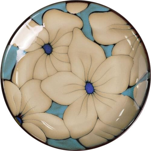Hand-painted Creative White Magnolia Ceramic Tableware Nordic Household Creative 8-inch Dish Steak Hanging Plate Sunchamo