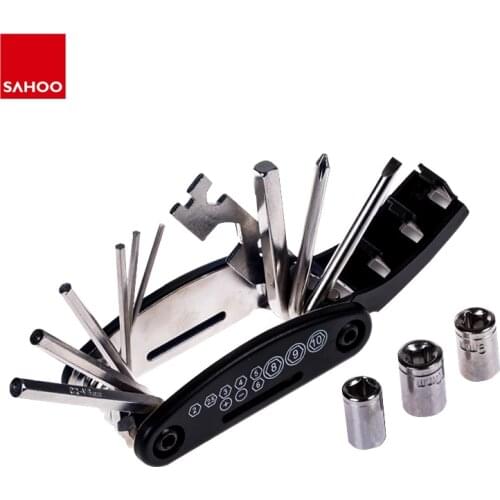Sahoo 16 in 1 Multifunctional Bike Tool Bicycle Mechanic Repair Tool Kit Hex Key Cycling Wrench Slotted Phillips Screwdriver