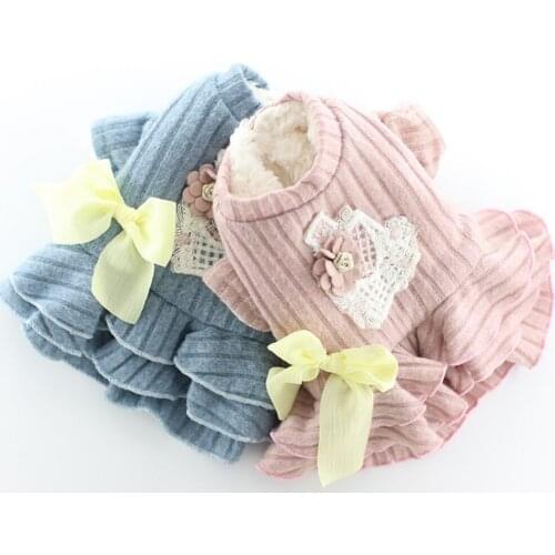 Cute Fashion Pet Dog Dresses Winter Warm Pet Skirt Clothes Chihuahua Yorkshire Princess Dress Puppy Cat Outfit