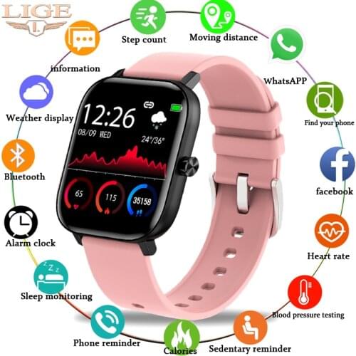 LIGE Phone Smart Watch Men Bluetooth Call Waterproof Sports Fitness Watch Health Tracker Weather play music smartwatch Women