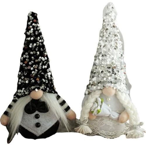 Wedding Bride/Bridegroom Gnome Plush Toy Cute Couple Tomte Stuffed Doll Elf Scandinavian Ornaments Home Decor LBShipping