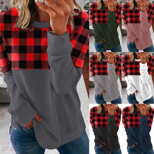 Spring Harajuku Hoodie Fashion Plaid Long Sleeves O Neck Sweatshirts Casual Loose Autumn Pullover Blouse Shirts y2k Ladies Bluza
