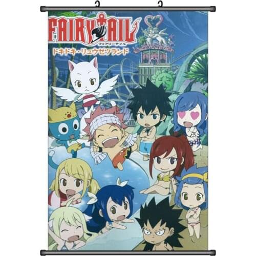 Japanese Anime FAIRY TAIL Erza Scarlet & Lucy Heartfilia & Wendy Marvell Home Decor Wall Scroll Poster Decorative Pictures