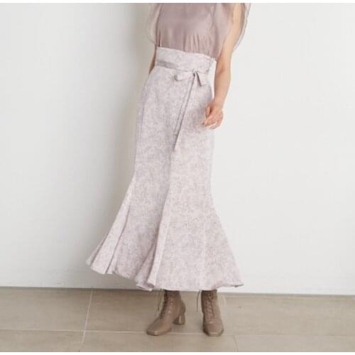 Japanese Temperament High Waist Bandage Trumpet Skirts Fresh Sweet Floral Print Mermaid Faldas Vintage Bodycon Jupe Female