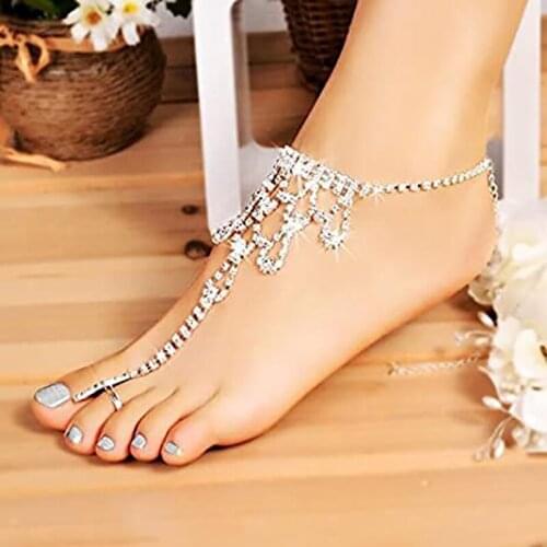 1PC Hot Fashion Women Crystal Barefoot Sandals Beach Wedding Foot Anklet Anklets Summer Beach Jewelry Accessories Decoration