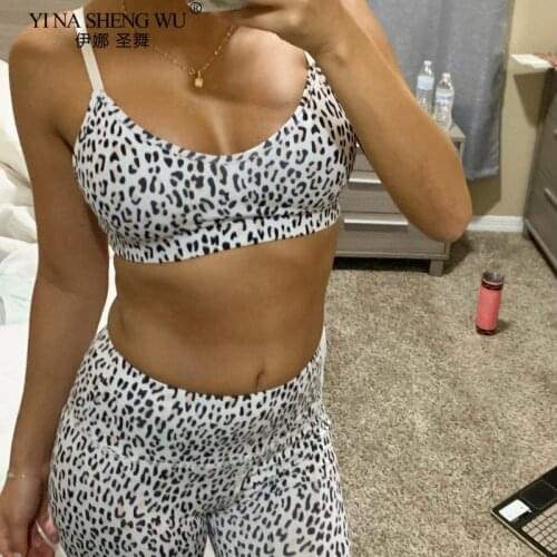 Female Yoga Pants Sets Sportswear Track Workout Gym Wear Running Clothing Ensemble Women Sport Suit Sexy Fitness Leopard Print