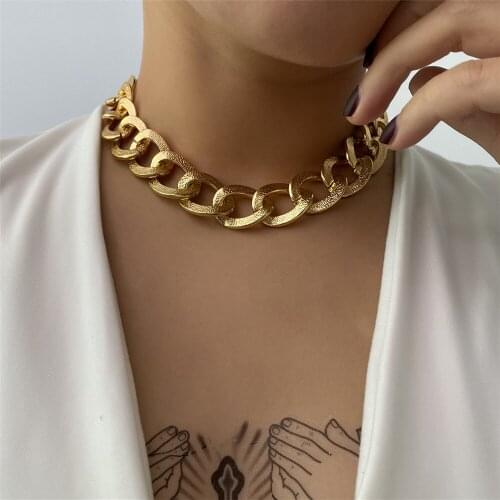 Hip hop Curb Cuban Thick Chain Necklace for Women 2020 Collares Iced Out Gold Big Chunky Choker Necklace Steampunk Jewelry