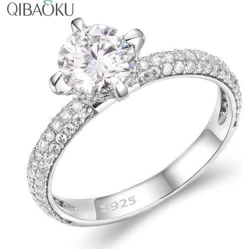 S925 Sterling Silver Moissanite Wedding Ring 6.5mm D Color Big Moissanite Diamond Engagement Ring Round Solitaire Ring for Women