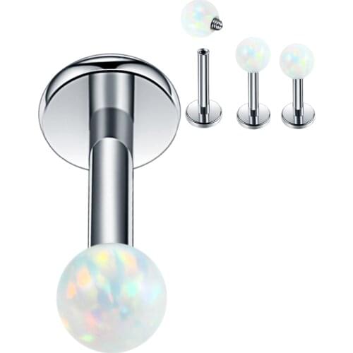 1PC Steel Opal Lip Rings Helix Earrings Piercings Ear Tragus Cartilage Internal Thread Labret Piercings Lobe Rings Body Jewelry