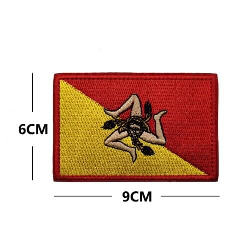 1PC Italy Sicily Flag Hook Loop Patches Embroidered Italian Applique for Backpack Clothing Sticker