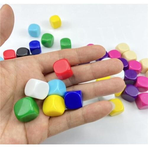 100/200Pcs/Lot 16mm Dice Rounded Corner Boardgame Acrylic Hexahedron Blank Dice Write Color Free Creativity Interesting DIY Dice