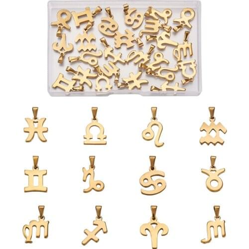 Twelve Constellations 304 Stainless Steel Pendants Mixed Shapes Charms for DIY Jewelry Making Necklaces Bracelets Accessories