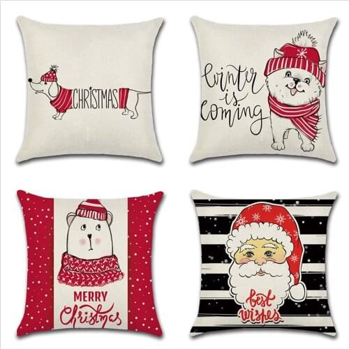 2pcs Christmas cute animal theme Throw Pillow Cute dogs Cushion Cover Car Home Sofa Decorative Pillowcase for home decor