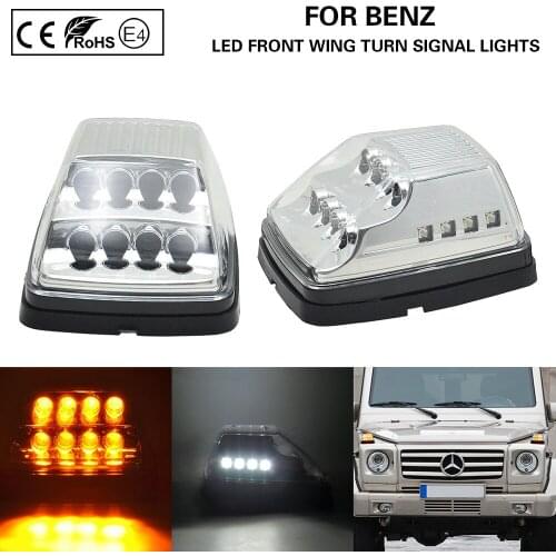 2Pcs For Mercedes G-Class W463 G500 G550 G55 G63 AMG Front wing turn signal lights/corner light(Amber)LED Position light(white)